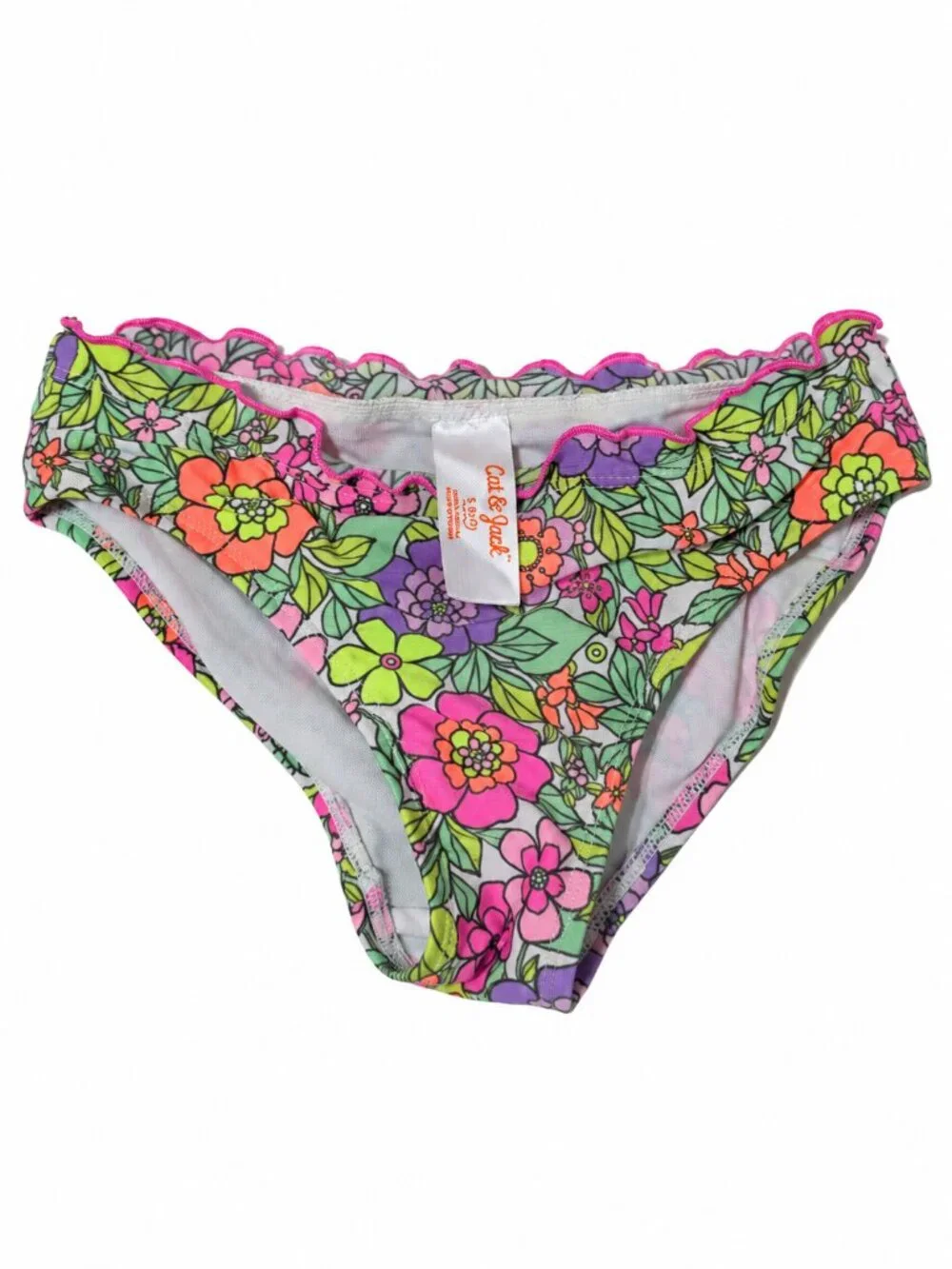 Cat & Jack Girls Floral Two Piece Tankini Swimsuit Size S 6/7